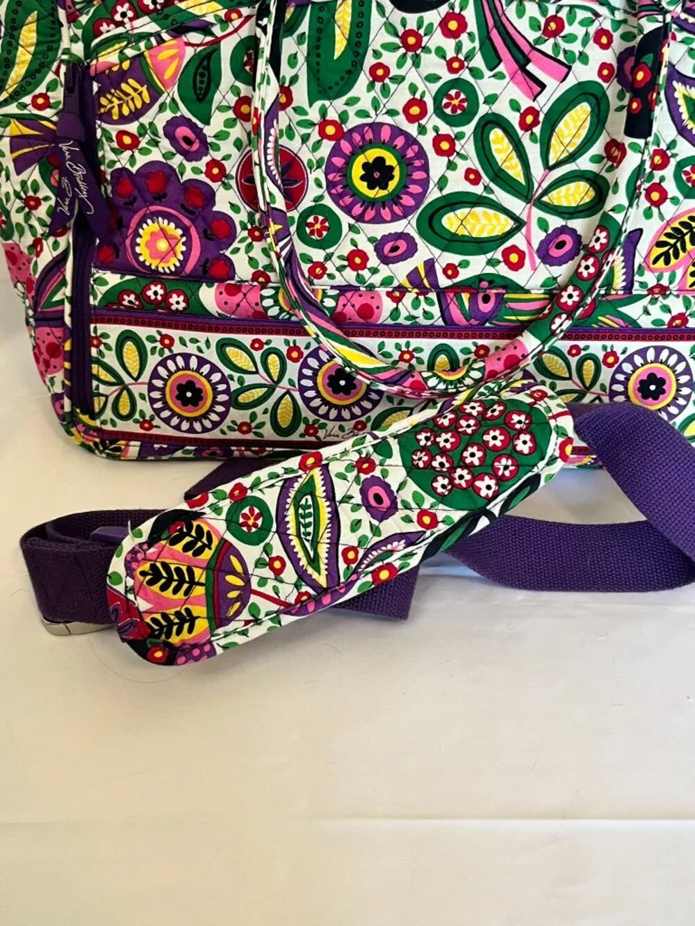 Vera Bradley Laptop Bag Crossbody School Travel Carry-on Viva La Vera purple